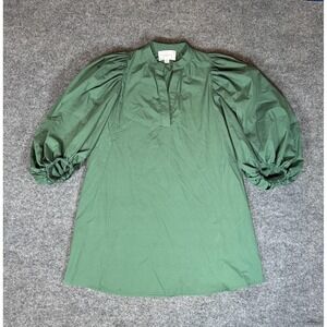 Pomander Place Tuckernuck‎ Dress Womens XXS Green Puff Sleeve Popover Mini